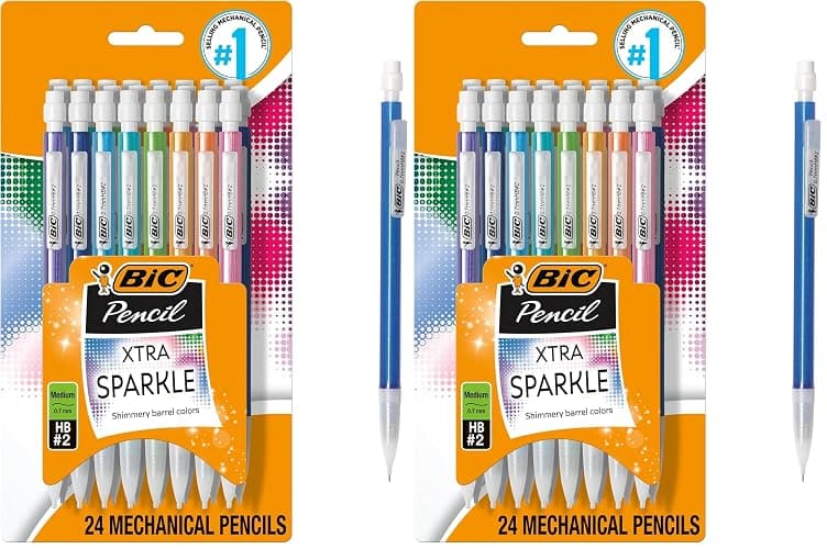 BIC Xtra-Sparkle Number 2 Mechanical Pencils With Erasers, Medium Point (0.7mm), Mechanical Pencils for School Supplies, 24 Count (Pack of 2) - Image 1