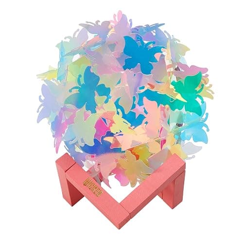 Wicked The Movie 3D Iridescent Butterfly Accent Lamp and Tabletop Night Light with Wood Base - Image 1