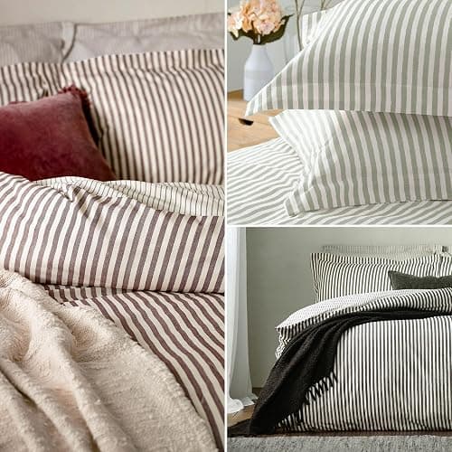 furn. Yard Hebden Mélange Stripe Cotton Duvet Set – Ultra Soft Reversible Striped Bedding (Black – Single) thumbnail 5