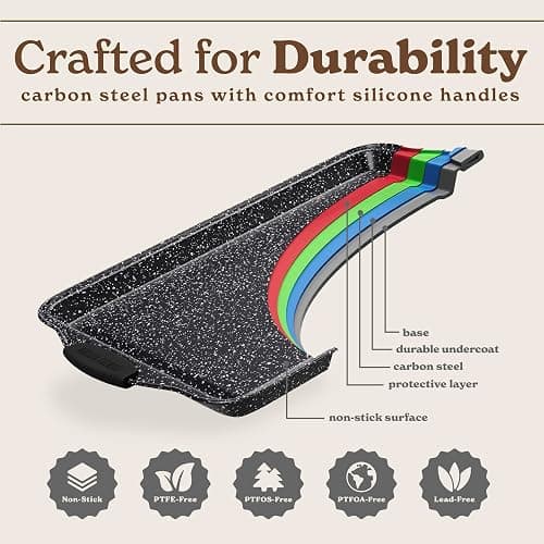 Country Kitchen Nonstick Stackable Bakeware Set - Durable, Easy Release Baking Set, Black, 10 Pcs thumbnail 6