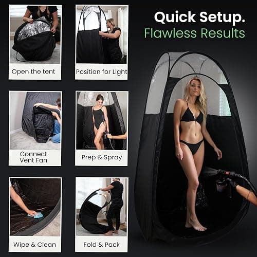 Large Spray Tan Tent – Deluxe Pop Up Tent Portable Tanning Booth with Carry Case – Clear Window for Perfect Spray Tanning – Easy Clean for Home & Salon thumbnail 7