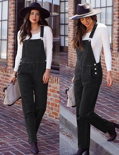 luvamia Women's Casual Stretch Adjustable Denim Bib Overalls Jeans Pants Jumpsuits thumbnail 4