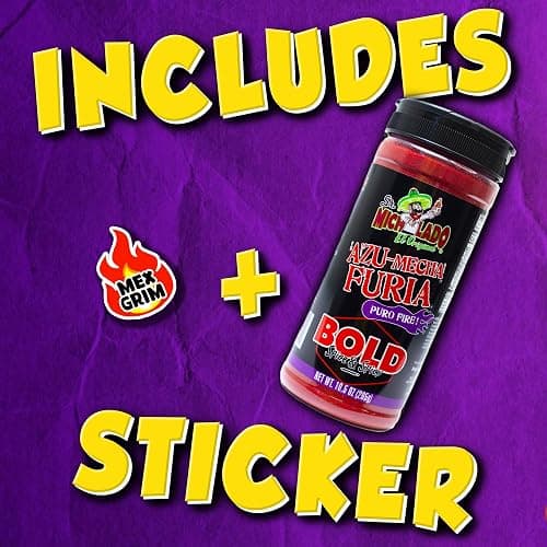 Mexgrim Bold Fuego Powder Dust, Sr.Michelado Hot Chilli Lime 285g.Perfect For Potato Chips,Wing Seasoning,Popcorn,Corn,Fruit & Chamoy Pickle Kit.Polvo De Fuego,Tiktok Trend Items Set Includes Sticker thumbnail 3