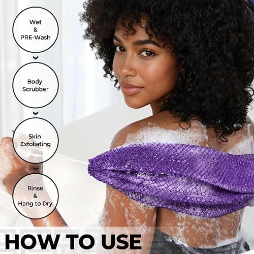 African Net Sponge Authentic - 2 Pieces Loofah Exfoliating Body Scrubber Bath Sponge - Back Scrubber Washcloth for Shower - Real African Scrub Exfoliator Body Care Bathing Accessories for Women thumbnail 5