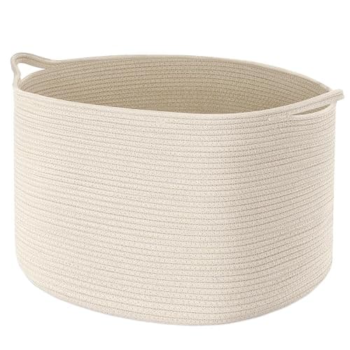 Large Storage Basket Rope Basket, Maliton Extra Large Cotton Rope Bin 22" x 22" x 14" XXXLarge Basket Woven Storage Basket Toy Bin with Handle Comforter Cushions Storage Bins Thread Laundry Hamper - Image 1