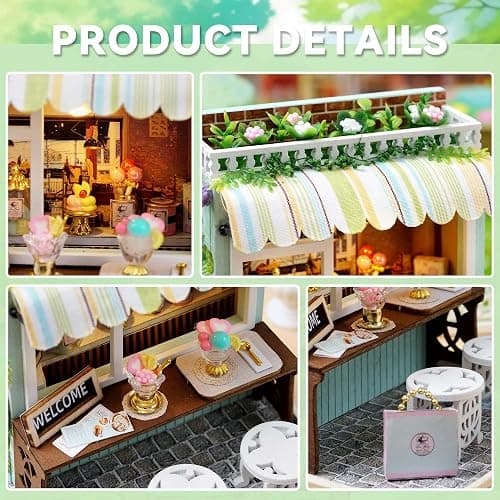 Flever Dollhouse Miniature DIY House Kit Creative Room with Furniture for Romantic Artwork Gift (Dessert Time) thumbnail 4