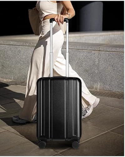 LUGGEX Carry On Luggage 22x14x9 Airline Approved, L2 100% PC Hard Shell Travel Suitcase with Smooth Spinner Wheels, TSA Lock (Black, 20 Inch, 40L) thumbnail 2
