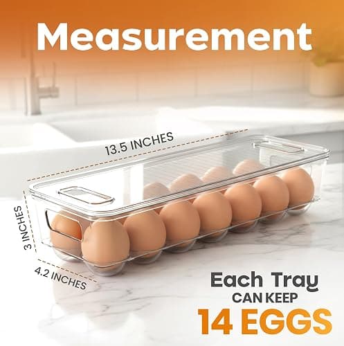 Utopia Home Egg Container With Lid and Handle for Refrigerator Organization- Pack of 2 - Clear Stackable Egg Holder for Kitchen or Pantry Organizers and Storage thumbnail 3