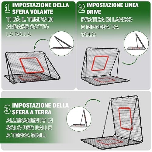 Rete Rimbalzo Calcio Doppio Lato Pieghevole, Rete da Rimbalzo per Pallavolo Angolo Regolabile, con Target per Allenamento Abilità, Facile da Montare, per Calcio, Baseball e Pallavolo thumbnail 3