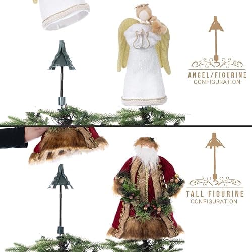 [Christmas Tree Topper Holder] - Twist-on Holiday Universal Tree Topper Stabilizer Fits Most Base Types- Metal Green Support Rod with Adjustable attachments to stabilize Seasonal Treetop Ornaments thumbnail 5