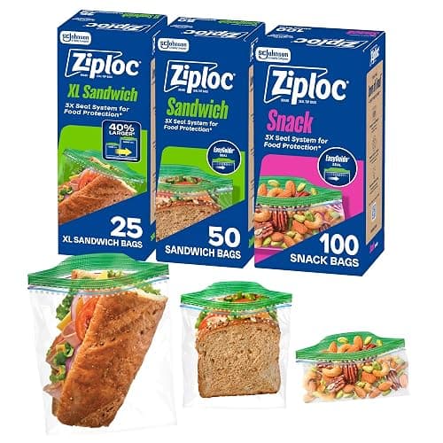 Ziploc 175 Count Sandwich and Snack Bags with EasyGuide Texture, Plastic Storage Bags with Grip 'n Seal Technology - Image 1