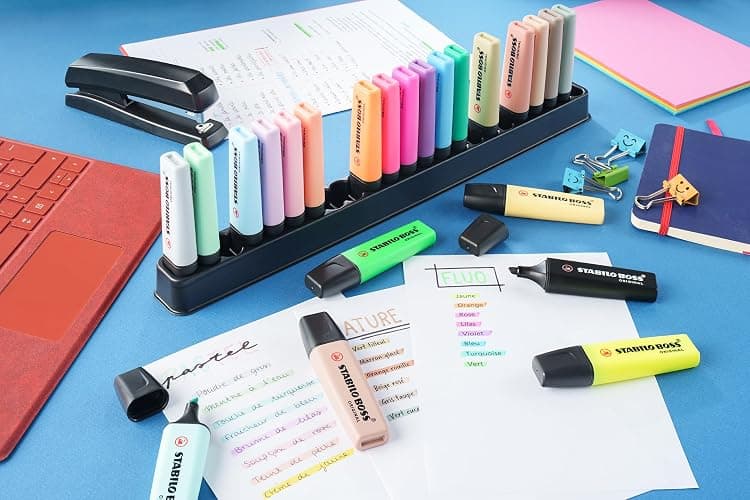 STABILO BOSS ORIGINAL - Surligneur - Set de bureau x 23 Surligneurs - 8 fluo + 8 pastel + 6 couleurs nature + 1 marqueur noir - Set x 23 dont 1 noir thumbnail 2