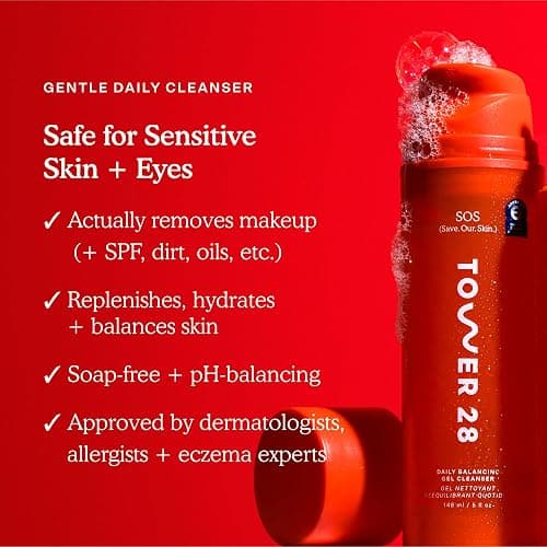 Tower 28 SOS Gel Cleanser + Makeup Remover for Sensitive Skin, Gentle Hydrating pH-Balanced Face Wash Removes Makeup and SPF Without Drying - 150ML thumbnail 2