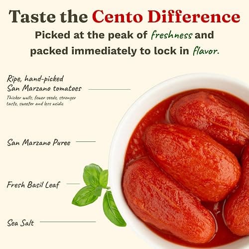 Cento Certified San Marzano Whole Peeled Tomatoes with Basil, 28 oz, 6 Pack | Canned Plum Tomatoes in Thick Puree, Grown & Processed in Italy, Thicker Walls, Fewer Seeds, Lower Acidity, BPA-Free, Non-GMO thumbnail 3