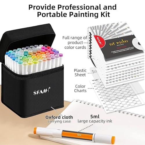 SFAIH Alcohol Markers Brush Tip & Chisel Tip - 72 Colors Double Tipped Art Markers for Adult Coloring Books Illustration, Gifts for Artist Adult - Refillable Alcohol-based Ink thumbnail 4