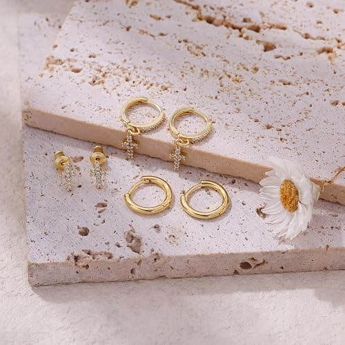 SELFROSE Stack Earrings For Women,Dainty 14K Gold Plated Pearl Hoop Huggie Earring Set Cute Chain Cartilage Earring Stack Trendy Hypoallergenic Long Drop Stud Earrings Jewelry thumbnail 6