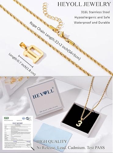 HEYOLL Number Necklace for Men Rustproof Stainless Steel Rope Chain Pendant Basketball/Soccer/Football/Baseball Stuff Accessories Jersey Number Necklaces For Boys Personalized Sports Jewelry Gifts thumbnail 4