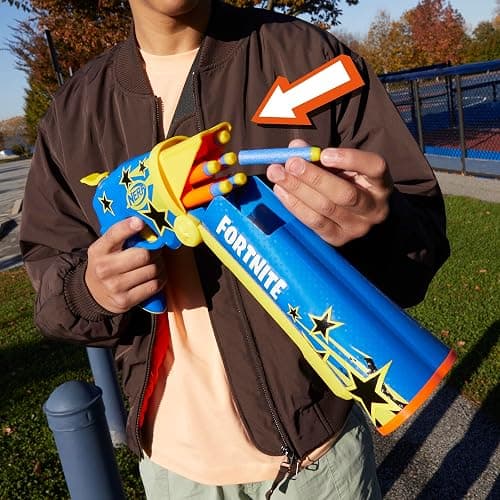 Nerf Fortnite Half Tone Hero Blaster, Bonus Code to Unlock Half Tone Hero Wrap in The Game, Break Open Loading, 12 Nerf Elite Darts, Fortnite Gifts (Amazon Exclusive) thumbnail 9