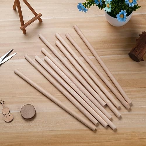 Wooden Dowel Rods Wood Dowels, 10PCS 1/2 x 12 Round Wooden Sticks for Crafts, Macrame Dowels, Unfinished Hardwood Sticks for Crafting, Arts and DIYers, Tiered Cake Support and Wedding Ribbon Wands thumbnail 2