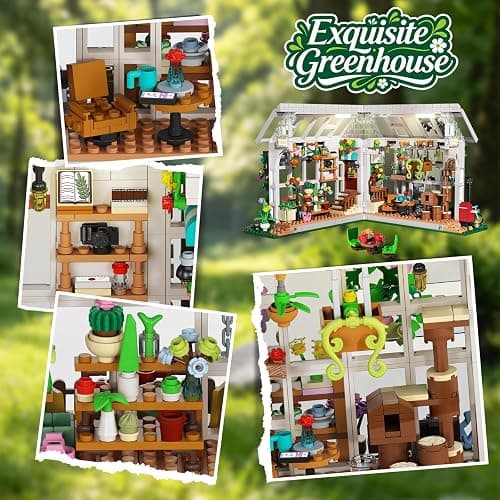 HOGOKIDS Juego de construcción de casa de flores con LED, bloques de construcción de invernadero, plantas y animales, creativo STEM juguete de construcción, regalo de cumpleaños para niñas a partir de thumbnail 5
