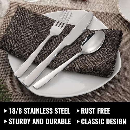Hiware 72-Piece Silverware Set for 12, Stainless Steel Flatware Cutlery Set For Home Kitchen Restaurant Hotel, Mirror Polished, Dishwasher Safe thumbnail 4