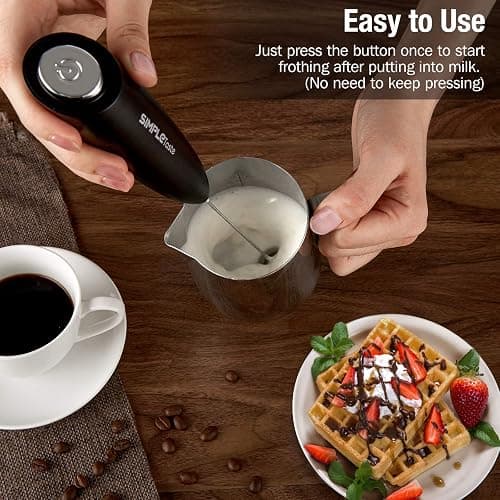SIMPLETASTE Milchaufschäumer Elektrisch, Handheld Schaumbereiter mit 2 Batterie und Stab, Milk Frother für Cappuccino, Kugelsicherer Kaffee, Latte thumbnail 4