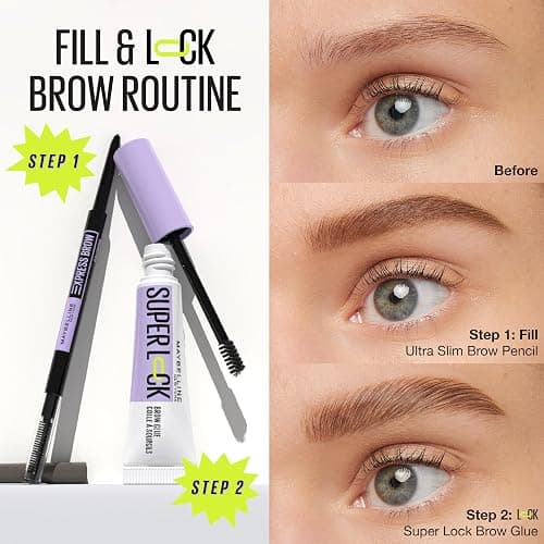 Maybelline Super Lock Brow Glue Eyebrow Gel, Lightweight and Waterproof Tinted Brow Gel For Up To 24HR Hold, Medium Brown, 1 Count thumbnail 8