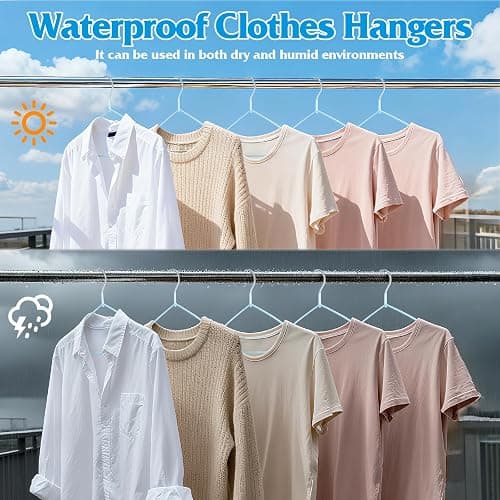 150 Pack Clothes Hangers,Non Slip Blue Plastic Coated Metal Coat Hanger for Closet,Sturdy Thin Hangers Bulk Space Saving Hangers for Pants,Skirt,Shirt,Dress,Tie thumbnail 7