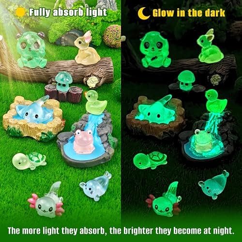 120 Pcs Luminous Mini Resin Animals Glow in The Dark Small Little Tiny Resin Figurines Ducks Axolotls Pandas Garden Miniature Figures for Crafts Micro Landscape Decoration Fairy Garden Accessories thumbnail 3