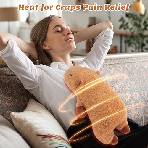 2lb Capybara Plush Stuffed Animals Microwavable Heating Pad-19'' Capybara Heating Pads for Cramps &Period Pain Relief for Women,Heatable & Coolable Stuffed Animals Bedtime Birthday Gift for Women Kids thumbnail 4