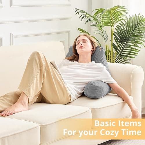 Sasttie Reading Pillows for Sitting in Bed Adult, Velvet Back Pillow Bed Sitting Up, Back-Rest Support Cushion for Sit Up on Couch, Sofa, and Floor, Dorm Essentials, Oeko-Tex Certified, Dark Grey - Standard (18-Inch) - Dark Grey thumbnail 9