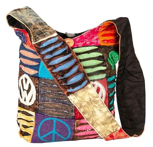 Hobo Colorful Shoulder Bag Women Sling Slouch Hippie Boho (Peace) - Image 1