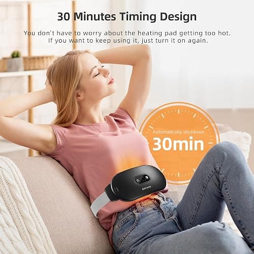 Portable Cordless Heating Pad Cramps:COSYGLOW 6 Heat Levels 6 Massage Modes, 3S Fast Heating,Period Menstrual Electric Heating Pad for Back Pain Relief,Christmas Gifts for Women and Girls(Black) thumbnail 4