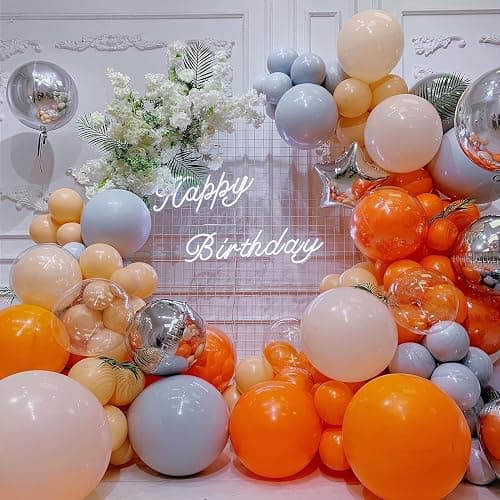 BAUANOOY 100pcs Orange Balloons 12 inch, Orange Latex Balloon with Ribbon for Graduation Fall Tropical Birthday Party Decorations thumbnail 5