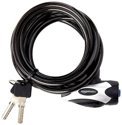 Amazon Basics Weather Resistant Bike Security Cable Lock, 70 inches Length, 8mm Diameter, Black - Image 1