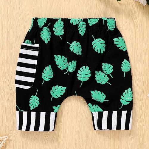 YOUNGER TREE Toddler Baby boy summer clothes Beaches Love Me Sleeveless Vest Tops+Shorts Kid Casual outfits - 6-12 Months - Green thumbnail 6