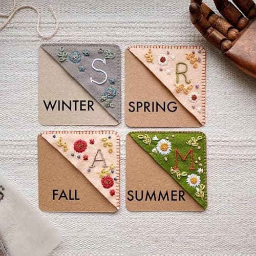 MOTEERLLU Personalized Hand Embroidered Corner Bookmark, Fall-O | A-Z Initial, Cute Book Markers for Reading Women, Book Lovers Gifts for Friends Mom & Teachers, 3.74" thumbnail 6