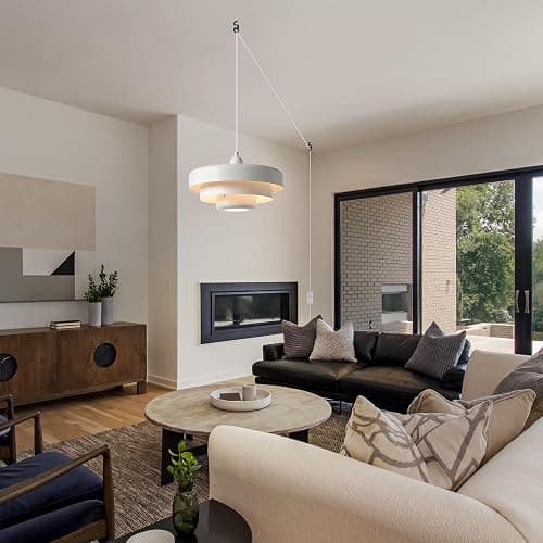 DoungRos Hanging Lamp Plug in White Pendant Light Fixtures Mid Century Modern Pendant Lamp Nordic Style Pendant Lighting Metal Shade for Living Room Dining Room Bedroom Kitchen Island thumbnail 2