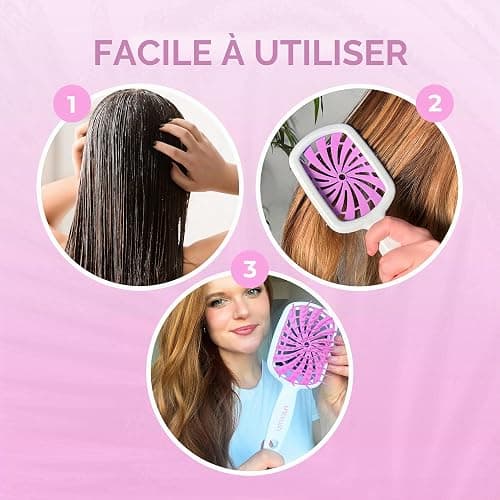 FHI Heat UNbrush Plus Brosse à cheveux bouclés pour un démêlage doux et efficace sur les types de cheveux humides ou secs fragiles, brosse démêlante avec 84 poils UltraFlex, ultra légère, ventilée thumbnail 8