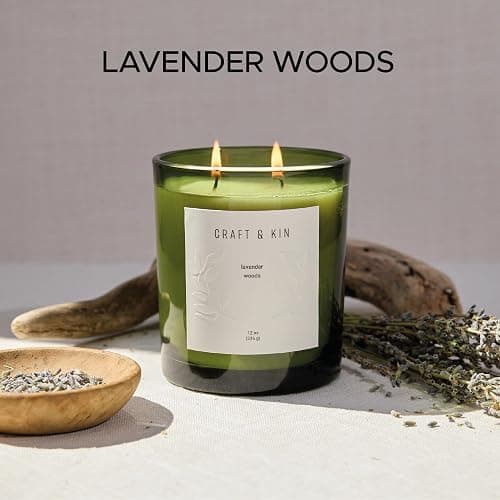Craft & Kin Lavender Scented Candles | 12oz Premium Lavender Woods Winter Scented Candles for Men and Women | Candles Made with Natural Soy | Nature Collection thumbnail 2