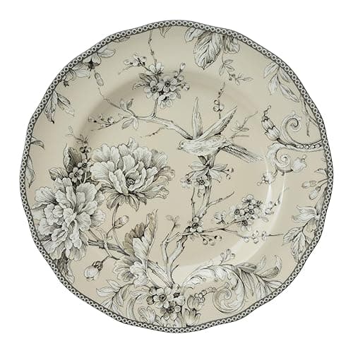 222 Fifth Adelaide 16-Piece Traditional Antique White Porcelain Dinnerware Set – Service for 4, Romantic Bird & Floral Design, for Everyday Dining & Entertainment, Microwave & Dishwasher Safe thumbnail 5