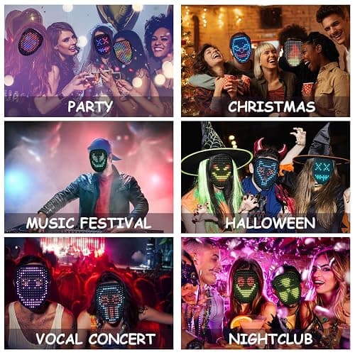 Depointer Life LED Mask Light up Masks With Gesture Sensing,Teen Boys Gifts Perfect Gifts for Halloween Christmas Birthday thumbnail 6