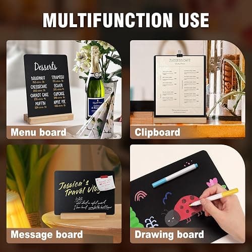 SELEAD Small Chalkboard Words Sign - 3 Pack 6x8 Inch Tabletop Decorative Chalk Board with Wooden Stand, Mini Double-Sided Erasable Message Menu Board for Food, Business, Wedding, Party thumbnail 5