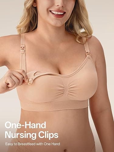 Angelhood Nursing Bra 5 Pack Womens Maternity Breastfeeding Seamless Wireless Sleep Bra with Extenders thumbnail 2