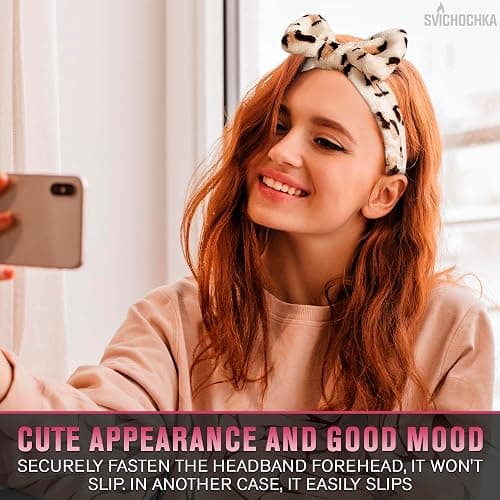 Cheetah Headband - Make Up Head Band for Women - Leopard Headband - Hair Holder for Washing Face - Cheetah Spa Wrap - Skincare Headbands - Soft and Comfortable for Beauty Routine and Skincare Use thumbnail 5