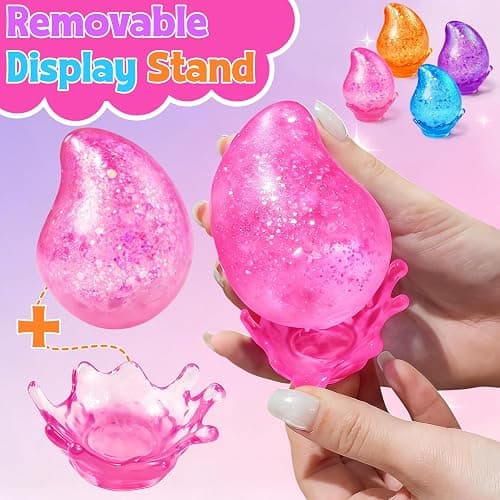 2 Pcs Stress Ball Fidget Toy, Soft Water Drop Stress Relief Gift for Kids Adults, Malt Sugar Squeeze Sensory Balls Stress Toys for Relief Anxiety Birthday Party Favors (Orange & Purple) thumbnail 4