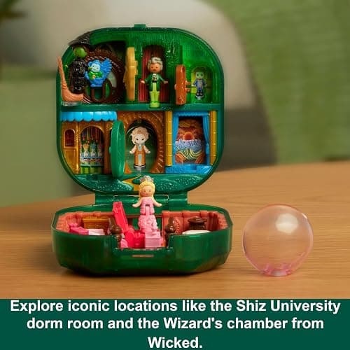 Polly Pocket Wicked x Collector Compact, Micro Dolls and Playset, 2 Themed Accessories, Iconic Shiz & Oz Locations, Glinda, Elphaba, & The Wizard thumbnail 5