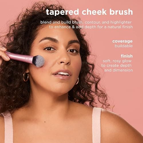 Real Techniques Tapered Cheek Brush, RT 449 Fluffy Blending Brush for Powder Blush & Highlighter, UltraPlush Synthetic Bristles, Vegan & Cruelty-Free Makeup Brush, 1 Count thumbnail 3