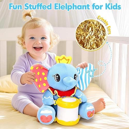 Hodurgyi Baby Toys 6-12 Months, Elephant Musical Plush with Lights, ABCs, Animal Sounds, Numbers, Infant Early Learning Toy,Christmas Birthday Gifts for 6+ Month Boys &Girls thumbnail 4