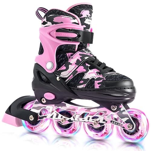 Kuxuan Boys Adjustable Inline Skates with Light up Wheels, Fun Illuminating Skates for Kids Girls Youth - Image 1